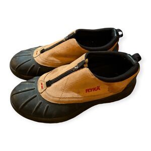 Ryka Zip Front Duck Boot Shoes Tan Black Women's 9.5M